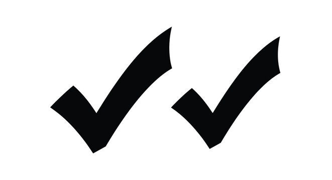 Two black check marks against a stark white background signifying approval