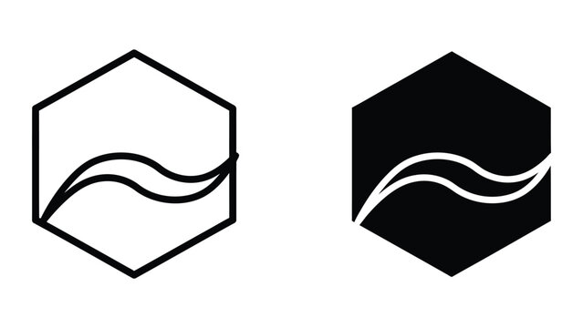 Contrasting hexagonal shapes with a sinusoidal wave pattern inside