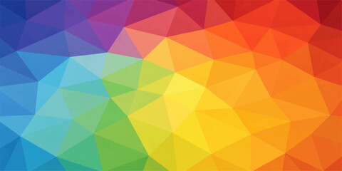 Fototapeta premium A vibrant and dynamic abstract background composed of a colorful polygonal geometric pattern, showcasing a spectrum of bright hues from red to blue.