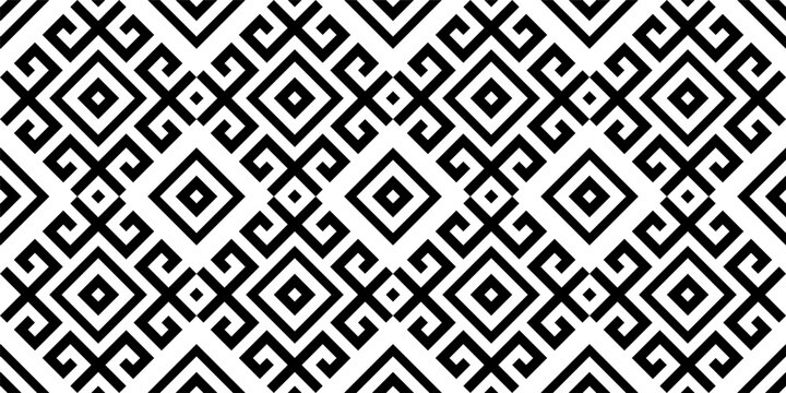 Seamless black traditional tribal geometric pattern