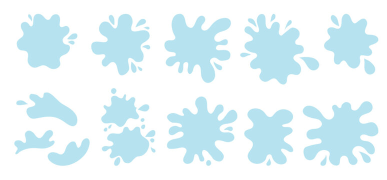 Water splash frame with puddle shape blot and fluid flat liquid. Vector spot paint with edge text blob and silhouette stain background. Wavy banner water with illustration decoration puddle.