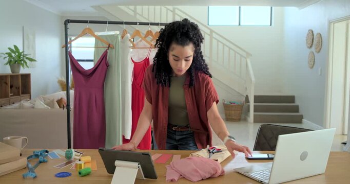 Vertical video: Checking silver laptop, owner arranging top at home, taping mailer for shipping