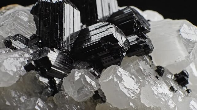 Black Tourmaline Crystal Cluster on Quartz Matrix