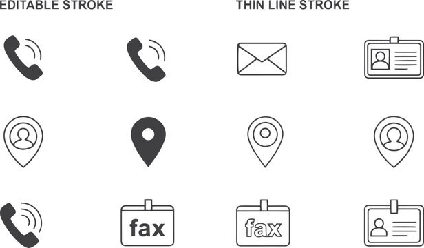 Professional Business Contact, Location, and ID Badge Icon Collection