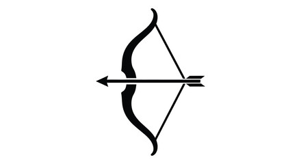 A striking black silhouette depicts a classic recurve bow with an arrow symbolizing archery and precision silhouette © Ajahar