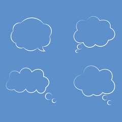Obraz premium Thought Bubbles and Speech Clouds on Blue Background