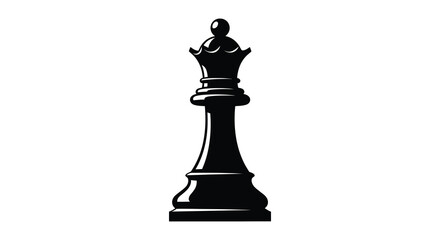 Fototapeta premium A striking black silhouette of a chess queen stands prominently against a plain white background silhouette high quality