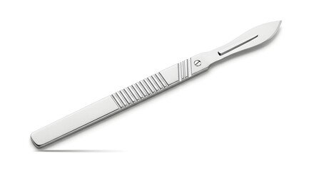 Fototapeta premium Surgical Scalpel on White Background - Professional Medical Instrument for Healthcare and Surgery