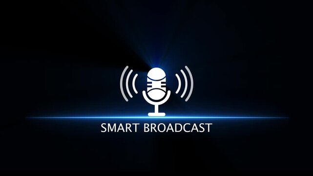 Microphone icon with sound waves and Smart Broadcast text