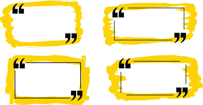 Four yellow quote boxes with textured borders and black frames quote box text box textured border white background quotation