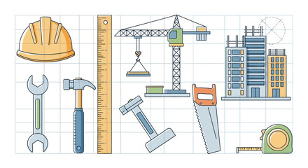 Construction tools and equipment set. © Bocah