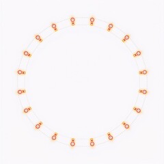 Fototapeta premium Top-Down Glowing Nodes Circle Connected by Fine Lines, Decentralized Blockchain Network Concept, Minimal White Background