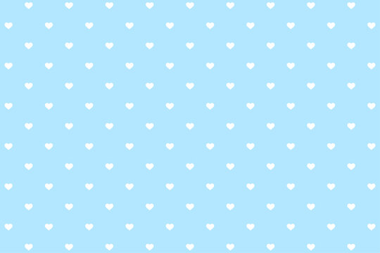 水色背景に小さなハートが並ぶシームレスパターンデザイン