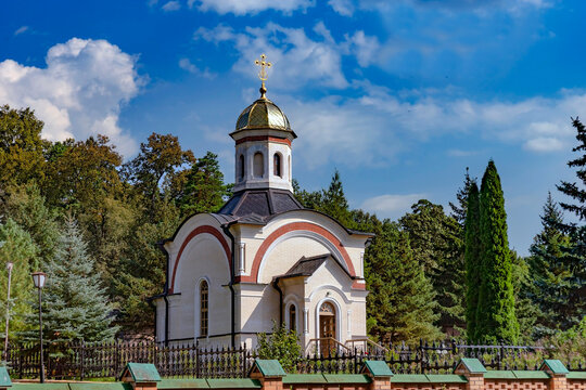 Resurrection chapel. Introduction to the Temple monastery also known as Optina Pustyn, city Kozelsk, Russia