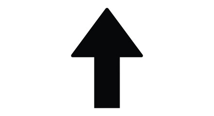 Fototapeta premium A stark solid black arrow points directly upwards against a pure white background a simple silhouette high quality