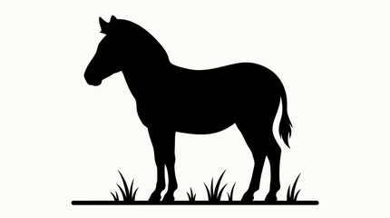 Obraz premium Black silhouette of a horse standing.