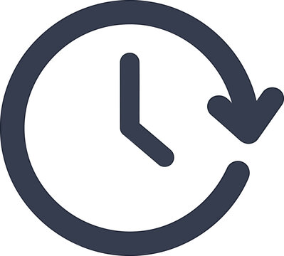 History Clock Icon with Refresh Arrow Symbolizing Time, Past Events, and Data Update