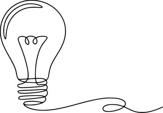 Continuous Line Light Bulb Vector Illustration