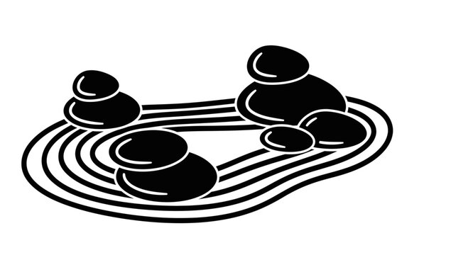 A black and white illustration of rocks.