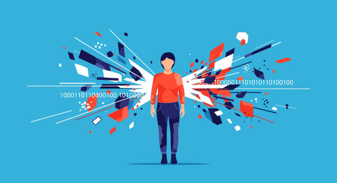 Creative man with explosive ideas and inspiration