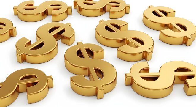 Title golden dollar signs a wealthy and prosperous financial concept description a repeating pattern of shiny golden dollar sign shapes symbolizes wealth
