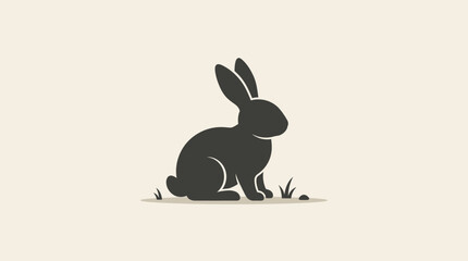 Fototapeta premium Black silhouette of a rabbit sitting.
