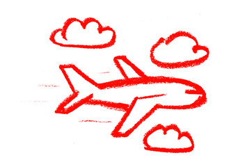 Flying Airplane Icon Airport Travel Boarding Related Icon Crayon Chalk Drawing Vector © Grunge Designs