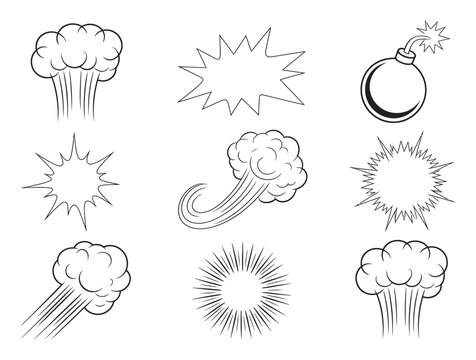 Explosion Cloud Vector Illustration Set