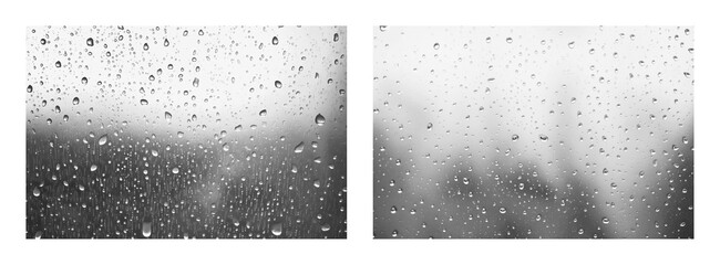 Naklejka premium PNG Raindrops on window glass on transparent background