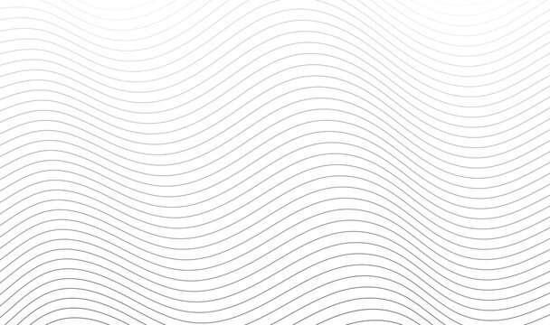 Seamless Light Gray Wavy Lines Pattern, Abstract Curved Wave Background, Modern Minimalist Line Art Texture, Soft Repeating Vector Design 