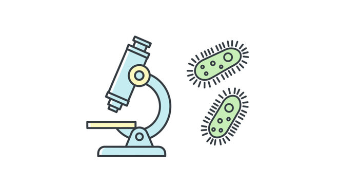 Microscope with bacteria cells under view.
