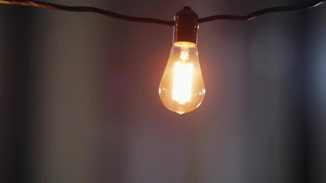 Warm glow of a vintage Edison-style light bulb against a muted backdrop