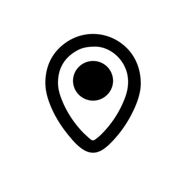 Hand-drawn sketch style map pin icon, monochrome