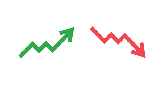 Green arrow pointing up and red arrow pointing down, representing growth and decline.