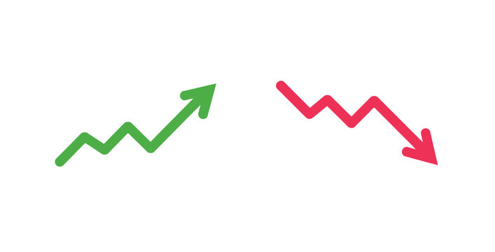 Green arrow pointing up and red arrow pointing down, representing growth and decline.
