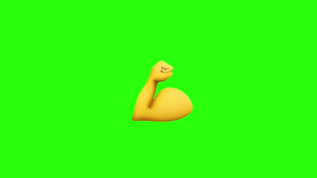 Biceps flex emoji animation on green screen