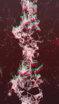 Vertical video: Soft flare starting center nodes strand pulsing rising showing RGB fringe motion