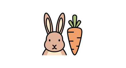 Obraz premium Cute cartoon rabbit with carrot.