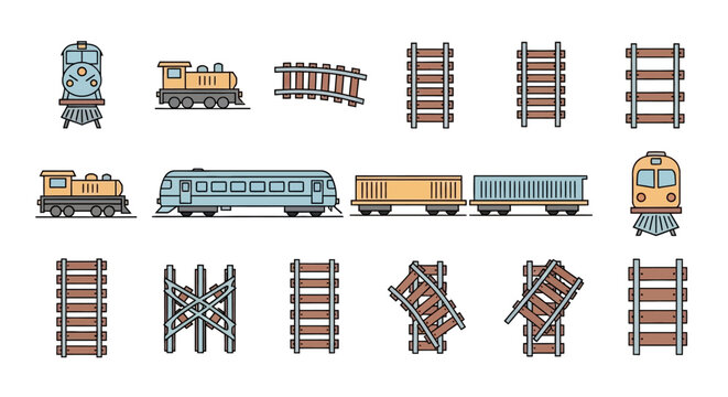 Train tracks and locomotive parts.