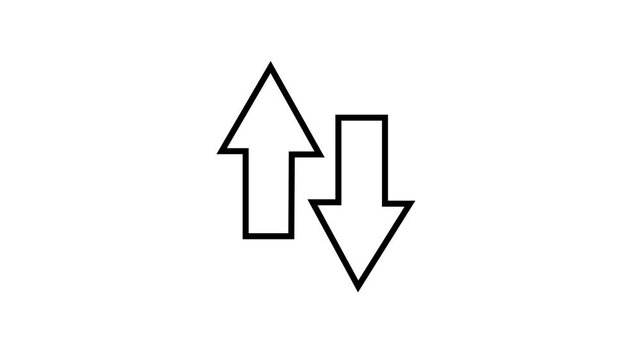 Loop animation of directional arrows moving up and down, representing vertical navigation and scrolling actions on a white background.