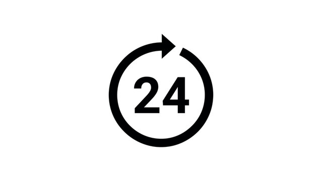 24 hour timer icon circular arrow time symbol