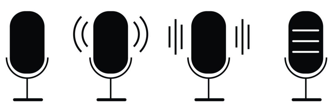 Microphone Icons set. variant microphone icon. Karaoke mic. Podcast microphone. web and mobile icons. vector illustration. EPS 10. with white background 