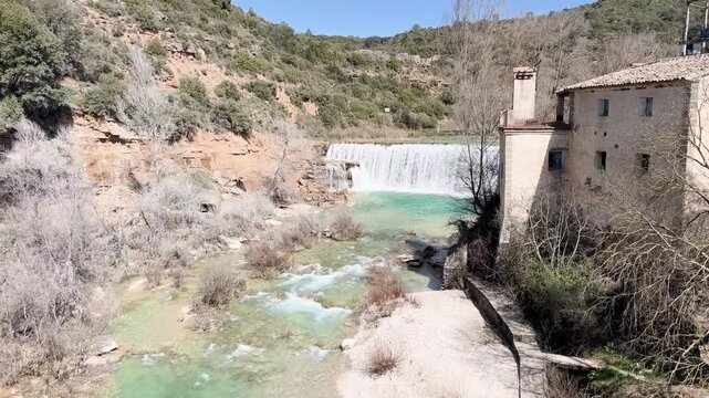 Beautiful Salto del Bierge waterfall in Aragon, Spain
