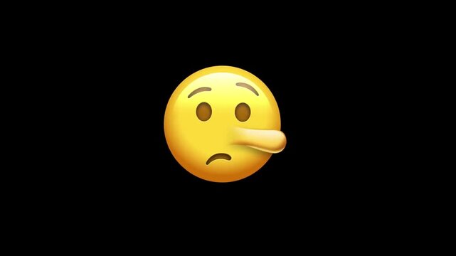 Emoji face with long nose symbolizes lying or deception