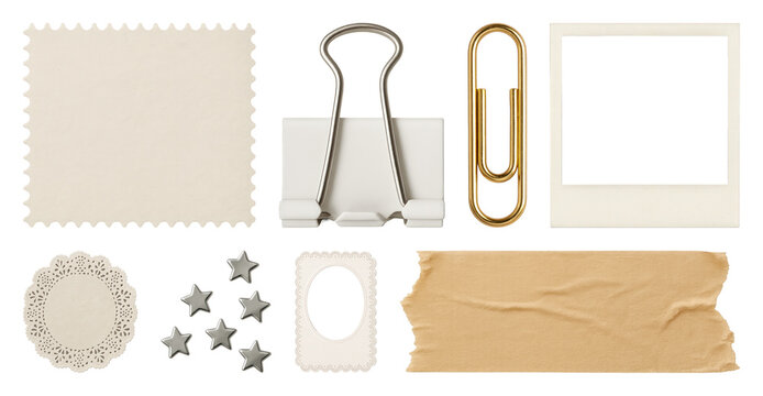 PNG Vintage stationery collage elements on transparent background
