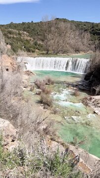 Scenic waterfall at Salto del Bierge in Guara, Spain