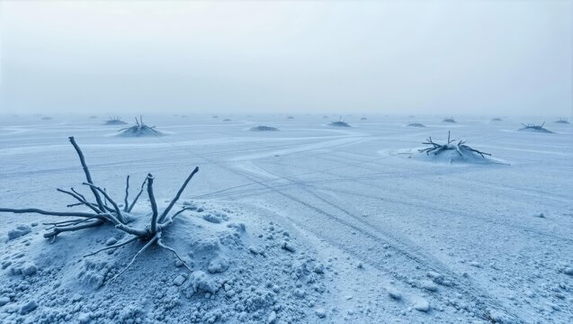 Barren frozen landscape background