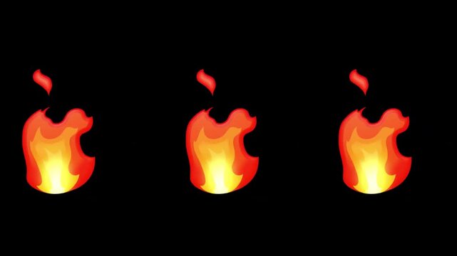 Animated fire animation with stylized flames on black background