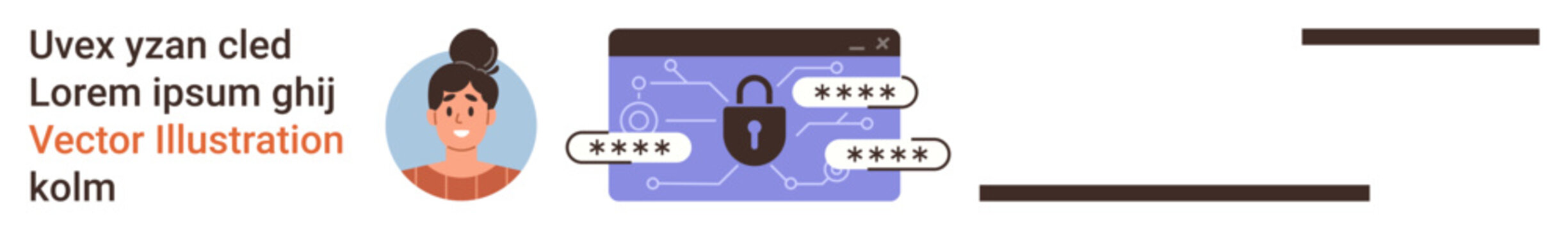 Online security, data protection, user authentication, identity verification, secure browsing, and digital privacy. User avatar and password-protected interface with a lock. Online security and data