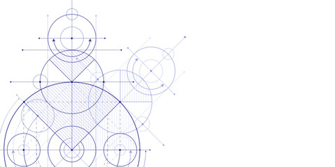 Geometric circles. Technological drawing . Engineering technologies. Background .Vector illustration. © Aliaksandr